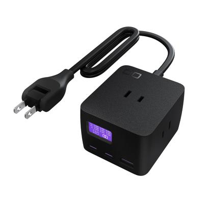 CIO Polaris CUBE DESK Desktop Power Strip PD65W AC X 3, USB-C X 2, USB-A X 1, with LCD Display, 1.5m Cord (Black)