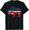 Vintage Silhouette T-Shirt with American Flag Bison Design