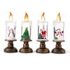 Santa Christmas Snowman Claus Snowflake Candle Light With Falling Snow Effect