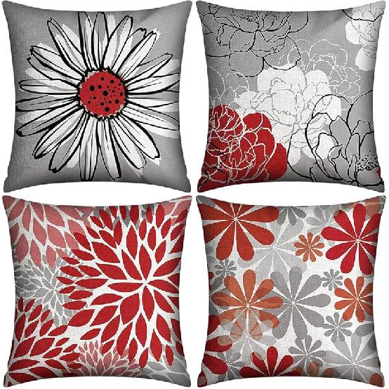 Light Blue Pillow Covers 18x18 Set of 4, Decorative Couch Throw Pillow Cover for Geometric Sofa,Linen Cushion Case Outdoor Home Decoration