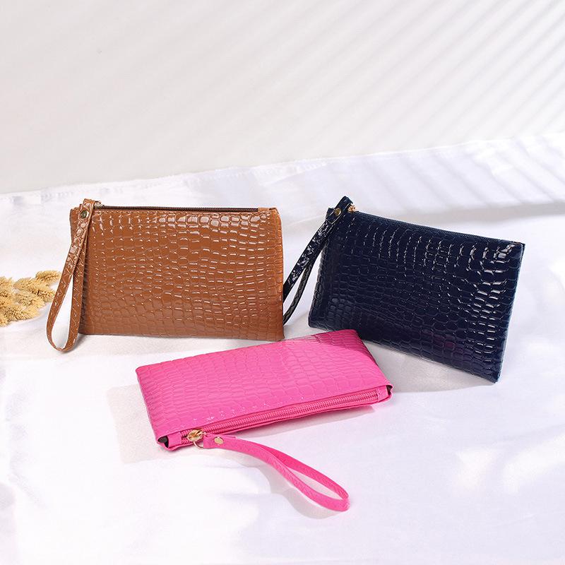 Fashion Solid Color Pu Leather Clutch Bag Korean Mobile Phone Bag Coin Purse