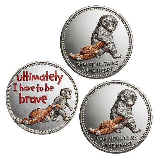 Emotional Support Coin Inspirational Monkey Challenge Pocket Coin Double?Sided Collectible Token for Friends Family Motivation Keepsake