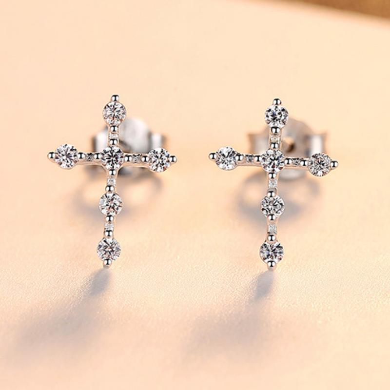 

Серьги-крестики из стерлингового серебра S925, серьги с гальваническим цирконом 18 карат S925