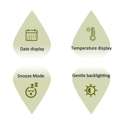 Round/Square Wooden Alarm Clock Nordic Style Battery Operated LCD Digital Table Clock with Backlight Silent