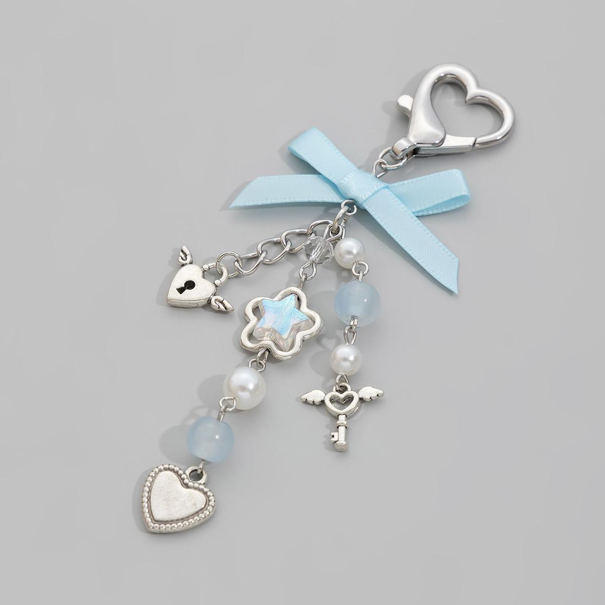 

Креативные украшения в форме цветка, звезды, сердца, любви, пасторальные, маленькие, свежие, милые, крутые, клубничные, с бантом, брелок