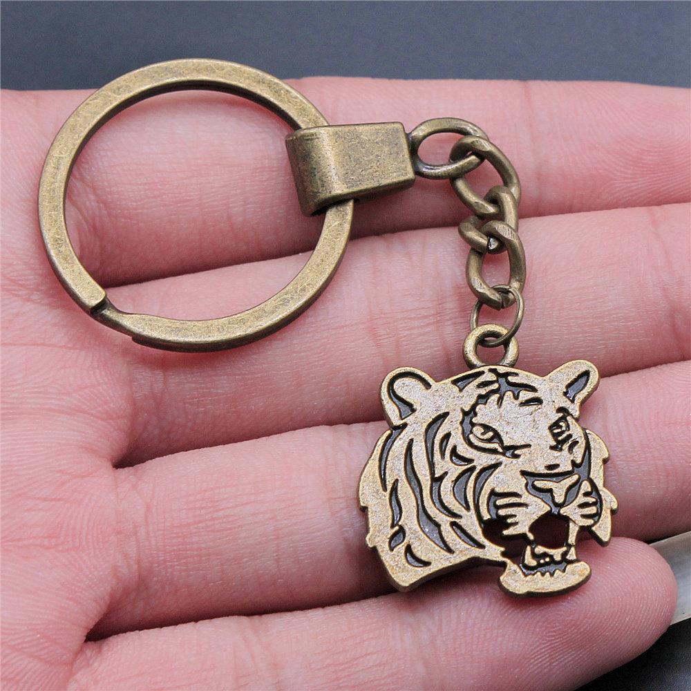 Dinosaur Animal Prehistoric Creature Pendant Antique Bronze Metal Keychain with 30mm Ring for Women High Quality