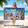 Winter Theme Quick Dry Beach Towel Custom Name Text Print Large Sand Resistant Towel Beach Vacation