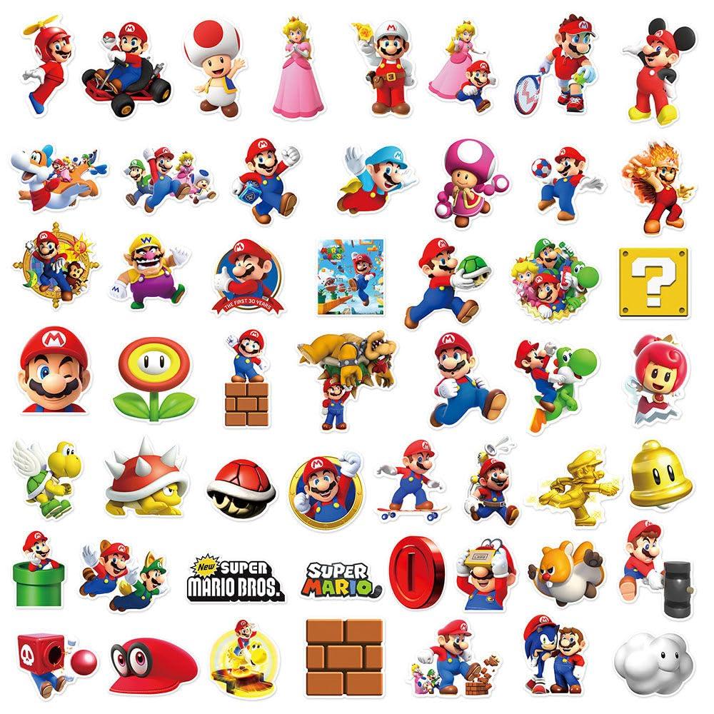 100 Pieces Mario MARIO Super Mario Sticker Collection Sticker Set Anime Manga Sticker Cute Notebook Sticker Sticker Waterproof PVC Sticker Character