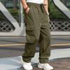 Männer Casual Cargo Hosen Elastischer Bund Kordelzug Multi Taschen Hip Hop Hosen Gerade Breite Bein Lange Hosen