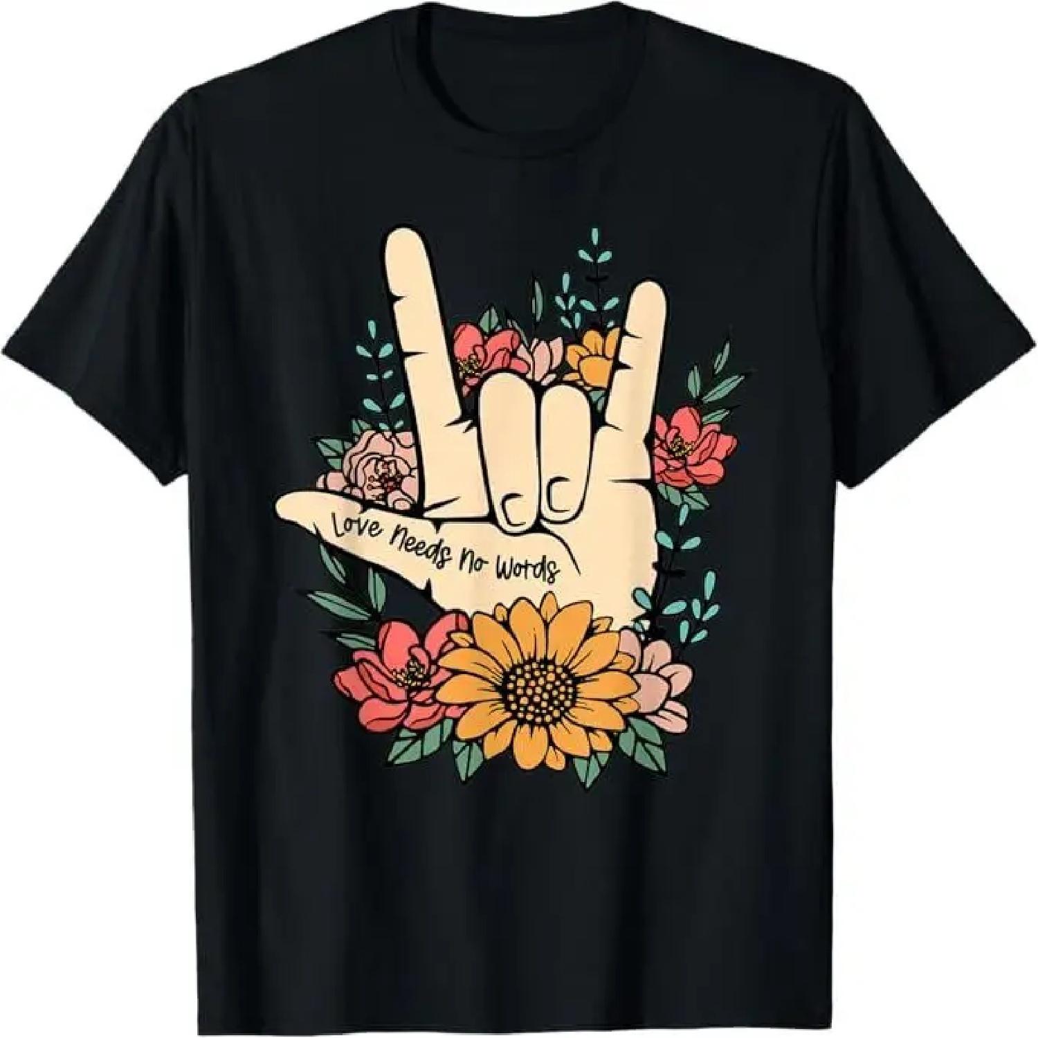 Футболка для специального образования ASL Язык жестов Любовь не нуждается в словах Spee XXXXXL разноцветный