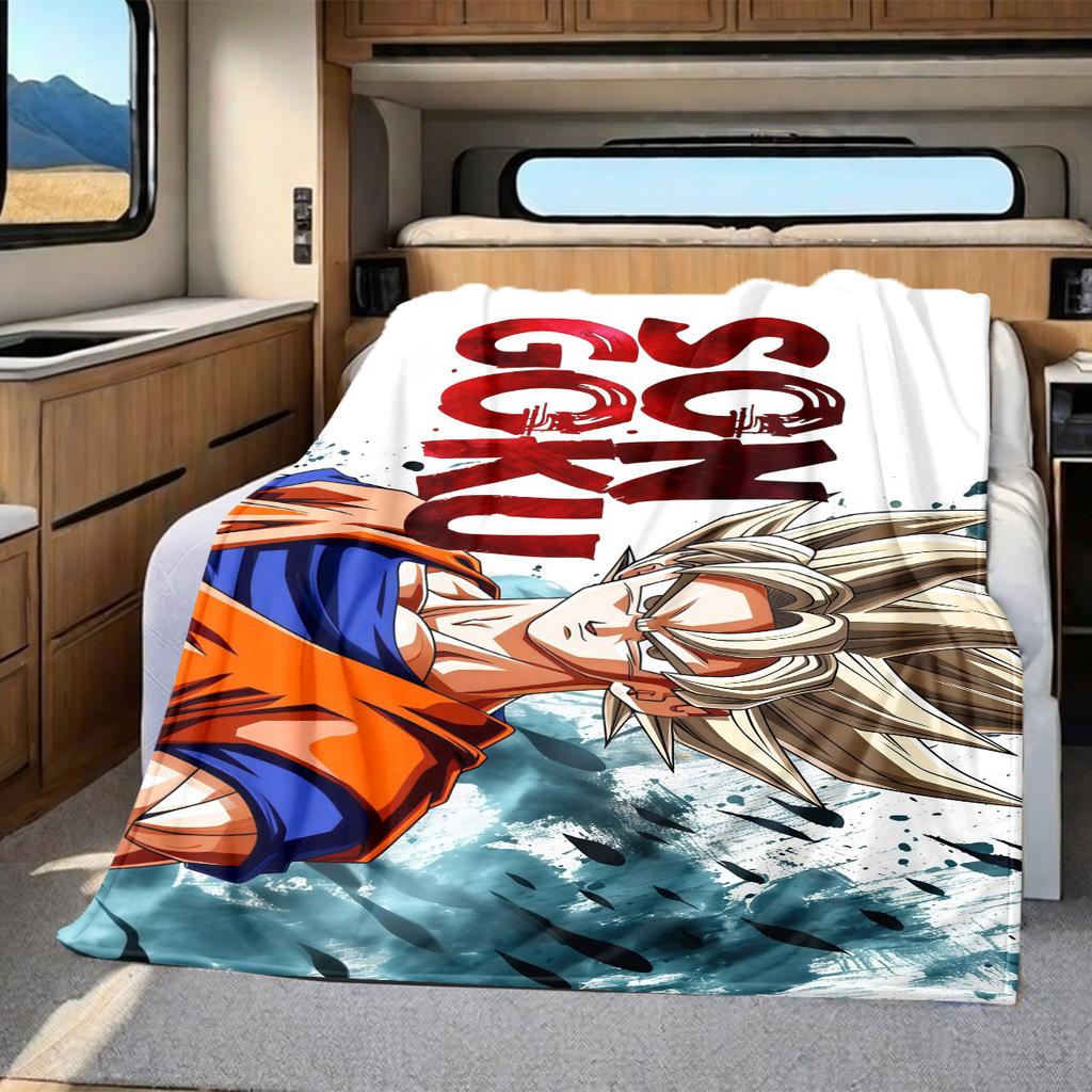 1 Stück Son Goku Druck Flanelldecke, Hohe Qualität für alle Jahreszeiten, Heimdekoration, Wärme und Komfort, Perfekt für Weihnachtsgeschenke