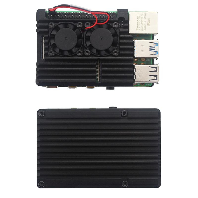 Passive Cooling Metal Case for Raspberry Pi 3B & 4, Aluminum Alloy Replacement Enclosure with Copper Heat Sink Compatibility