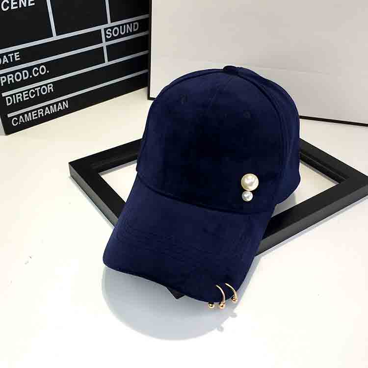 Autumn Winter Baseball Cap Women Velvet Golden Ring Beads Hat Fashion Headwear Accessories
