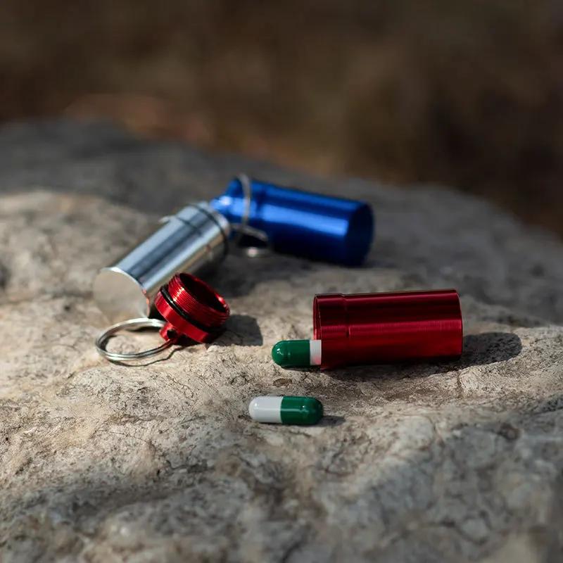 Colorful Portable Mini Pill Case Waterproof Medicine Storage Box Container Bottle Holder Keychain Outdoor Travel Survival Box