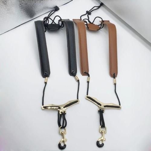 Jinchuan Saxophone Strap, Harness Style, for Adults and Children, Shoulder Strap with Cushion, Fits Soprano, Alto, and Tenor Saxophones (Brown - Upgra