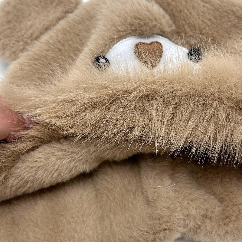 New Cute Bear Plush Hat Women's Autumn and Winter Warm Headgear Riding Windproof Thickened Ear Protector