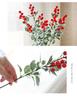 5pc Simulation 7-Pronged Red Fruit Christmas Leaf, Single Christmas Decoration Artificial Flower, Home Dining Table Flower Arrangement, Money Fruit