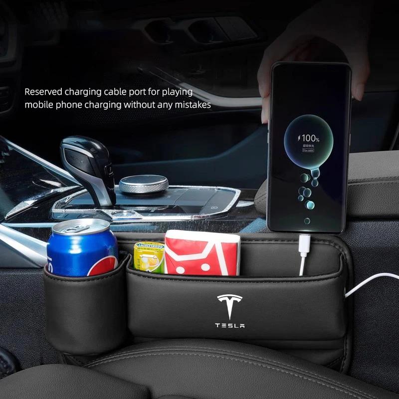 Adesivo per Auto 2025 Scatola Portaoggetti Calda per Spazio Sedile Auto Organizer Multifunzione Portabicchieri Per Tesla Model-Y Model-3 Model-X Model-S Cyber