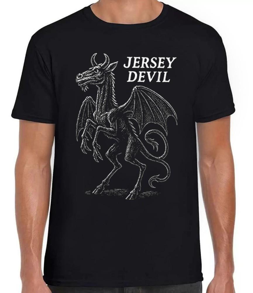 

Jersey Devil Weird Mythical Creature Unusual Cryptozoology Black Tee T Shirt 461 4XL