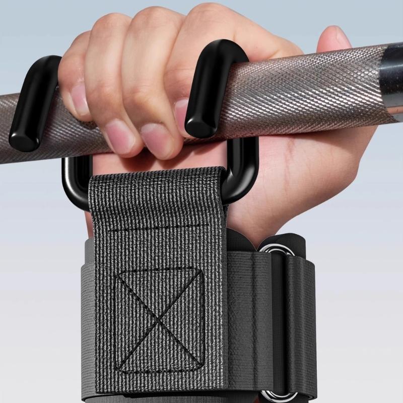 1/2pcs Adjustable Metal Hook Grips Strap NonSlip Auxiliary Power Wrist Guard Fitness Power Hook Homes Gym Equipment