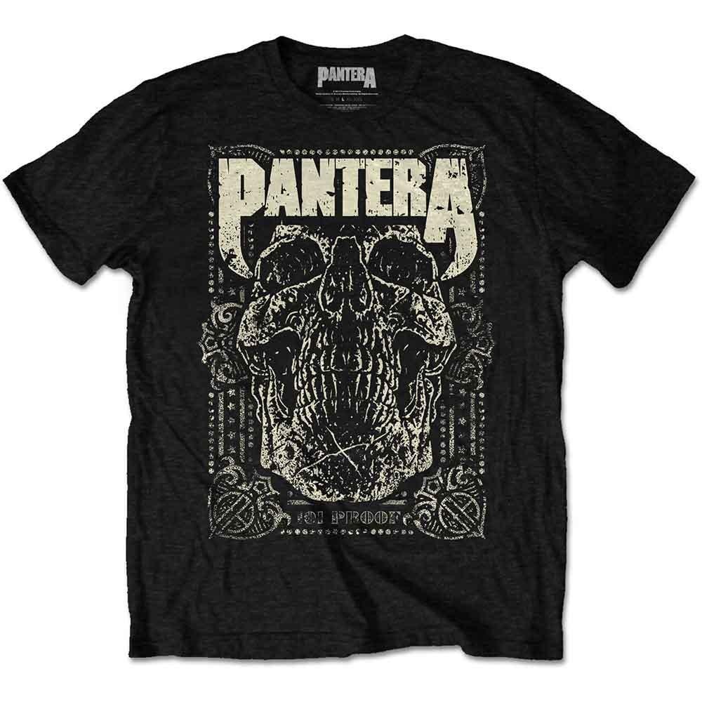 Pantera T-Shirt Herren 101 Proof Totenkopf Bandlogo Offiziell Neu Schwarz