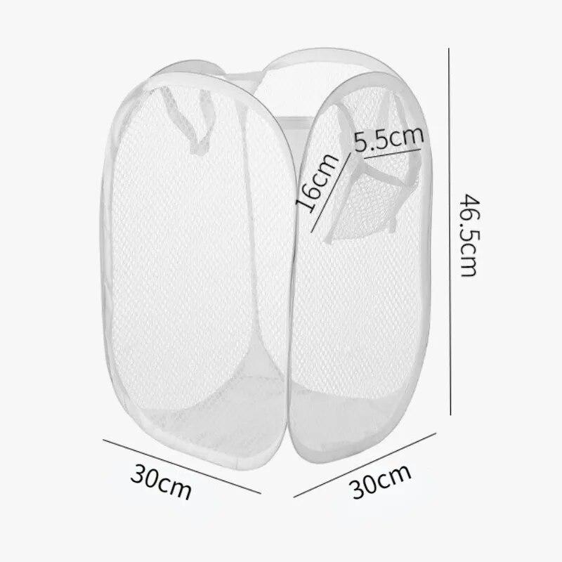 Folding Laundry Basket Organizer for Dirty Clothes Bathroom Clothes Mesh Storage Bag Household Wall Hanging Basket Frame Bucket