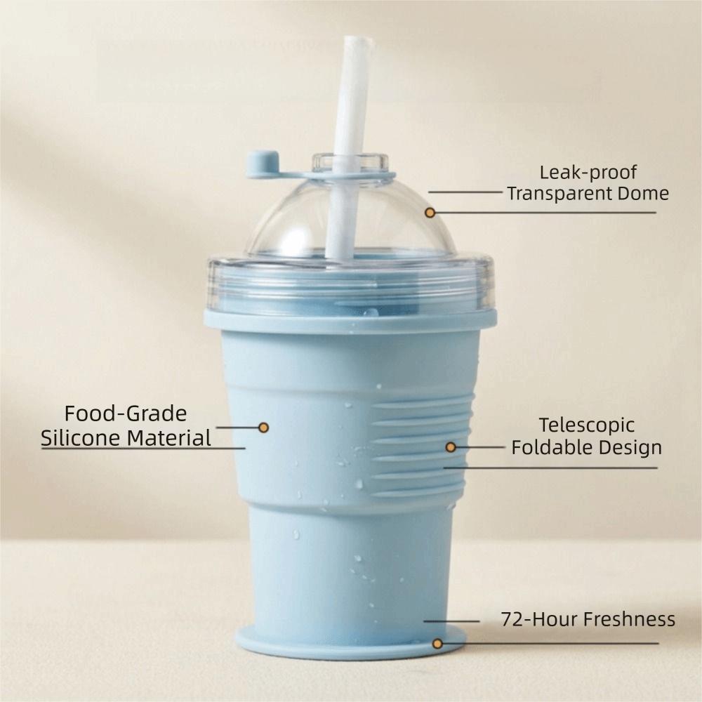 Easy To Demold Folding Ice Mold Cup with Straw Ice Kettle Silicone Collapsible Mug  Office