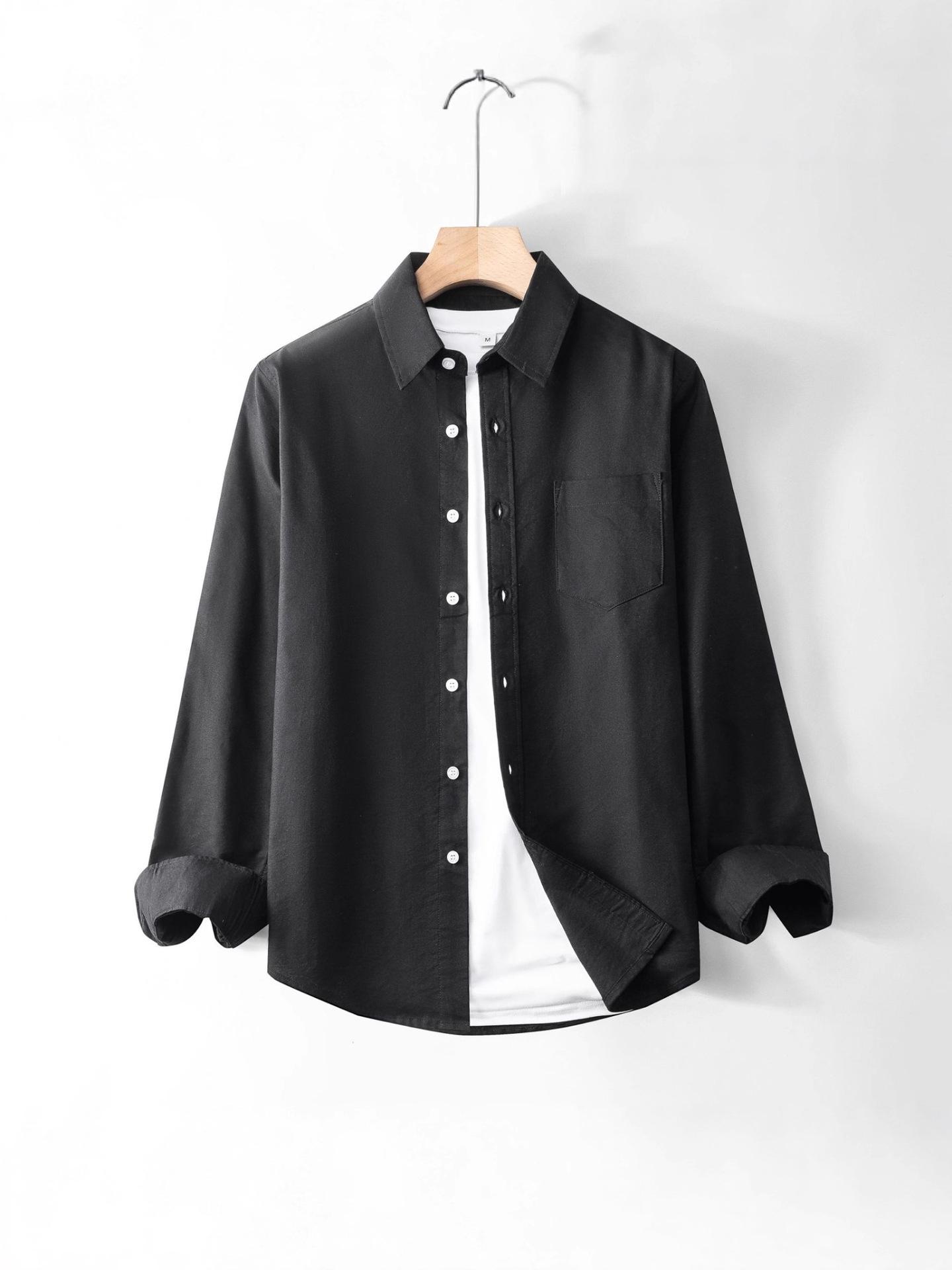 

Men s Slim Fit Black Long Sleeve Shirt - Versatile Casual Classic for Spring & Autumn. XL