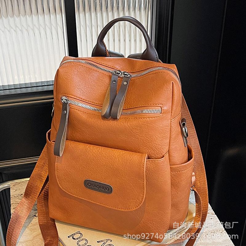 Fashionable retro explosive soft surface commuter bag women's bag 2025 new trendy temperament explosive backpack