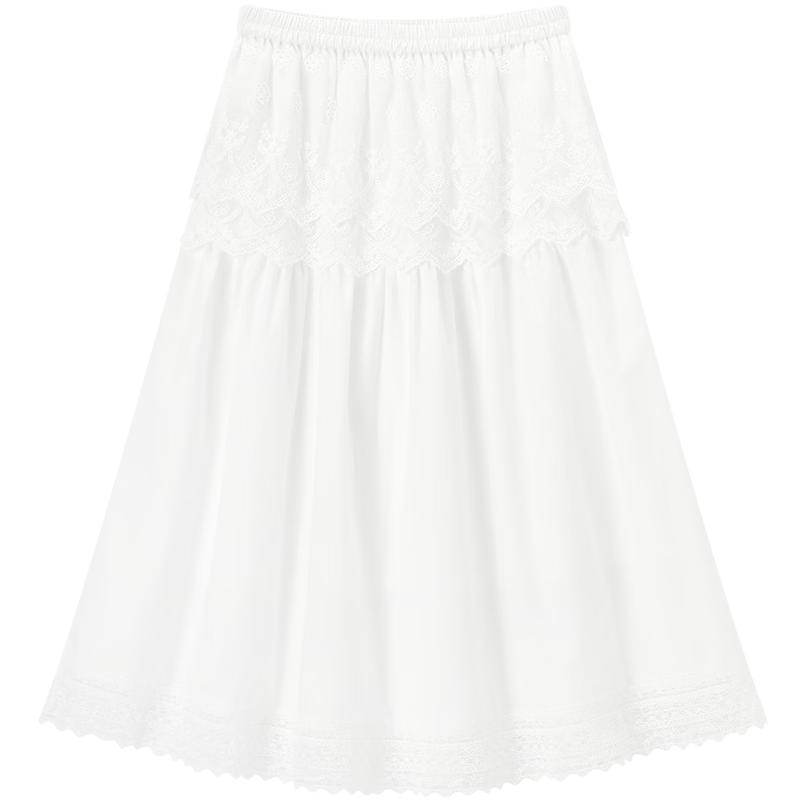Aijutu Women s Lace Tiered Midi Skirt S