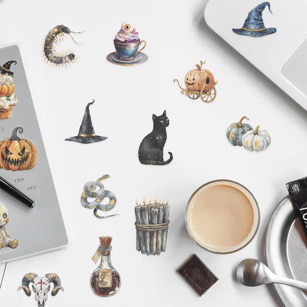 50PCS Vintage Watercolor Stickers Transparent Waterproof For Notebooks Phones Luggage Water Bottles DIY Decoration