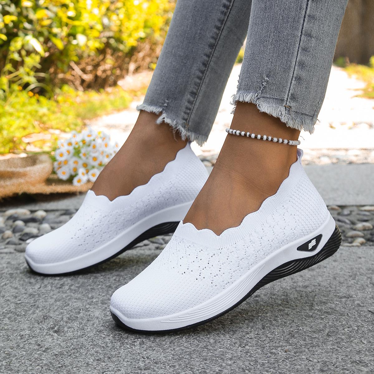 Atmungsaktive Mesh Freizeitschuhe Übergröße Damen Sportschuhe Bequeme Slip-Ons 35 gray