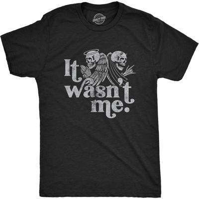 Mens It Wasn't Me Tshirt Funny Angel Devil Skeleton Halloween Graphic Tee