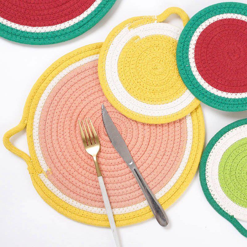 Kitchen Table Mat Tableware Pad Woven Heat Resistance Party Photo Props Fruit Shape