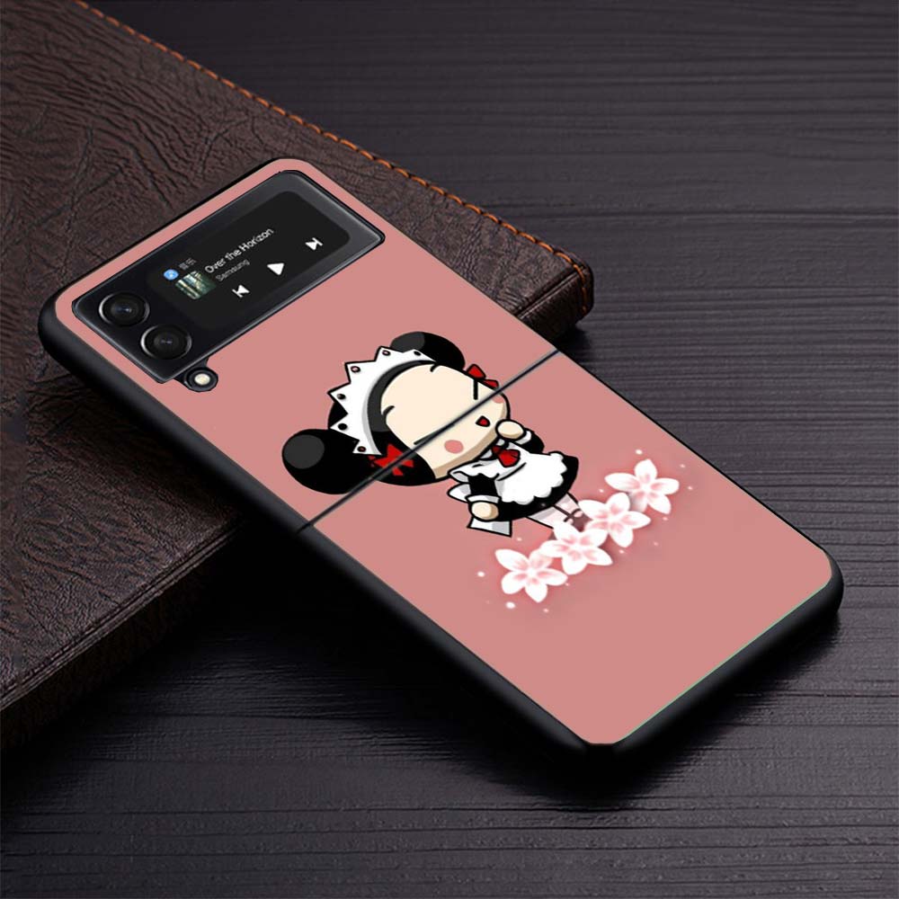 Cute Cartoon Pucca Garu Zflip4 Zflip5 Phone Case For Samsung Z Flip3 Flip4 Flip5 5G zFlip 4 5 Cover Cellphone Shell Caso Fundas
