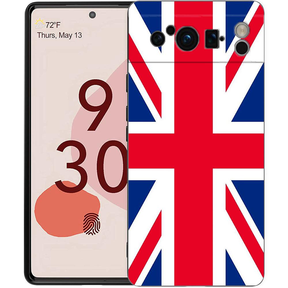 

Phone Case For Google Pixel 8 7 6 Pro 8A 7A 6A TPU Shell Soft Silicone Shockproof Black Cover England UK flags Pixel 8