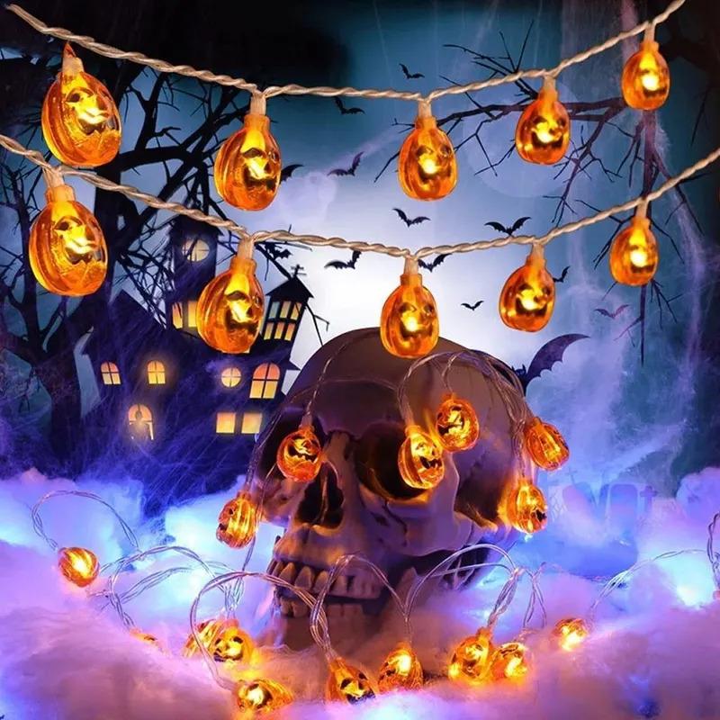 1PC LED Halloween Pumpkin String Lantern - Wall Hanging Decoration, Terror Atmosphere Decorative Lamp, Halloween Decoration