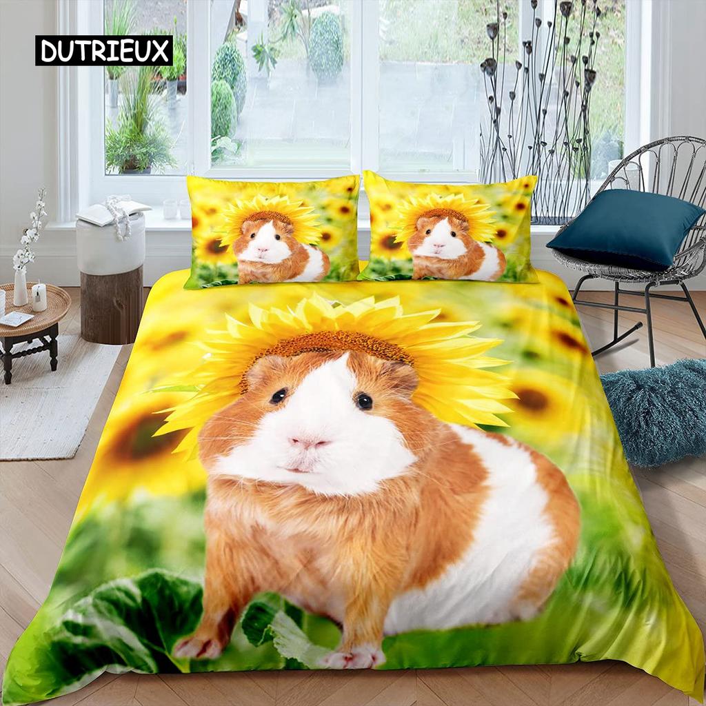 3D-Hamster-Bettbezug, King-Queen-Size, schönes Meerschweinchen-Bettwäscheset für Kinder, Teenager, Erwachsene, Familie, Haustier, 2/3-teilig, Bettbezug