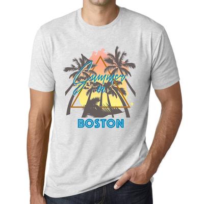 Men’s Vintage Tee Shirt Graphic T Shirt Summer Triangle Boston Vintage White