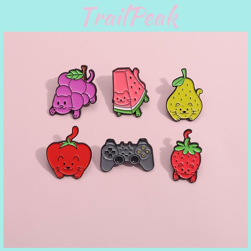 Charming Cute Cartoon Fruit Brooches Featuring Adorable Strawberry Watermelon Grape Designs