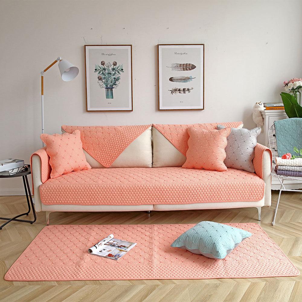 Four Seasons Universal Cotton Sofa Cushion Double-Sided Pure Cotton Embroidery Modern Simple Sofa Cover Winter Fabric 70*70