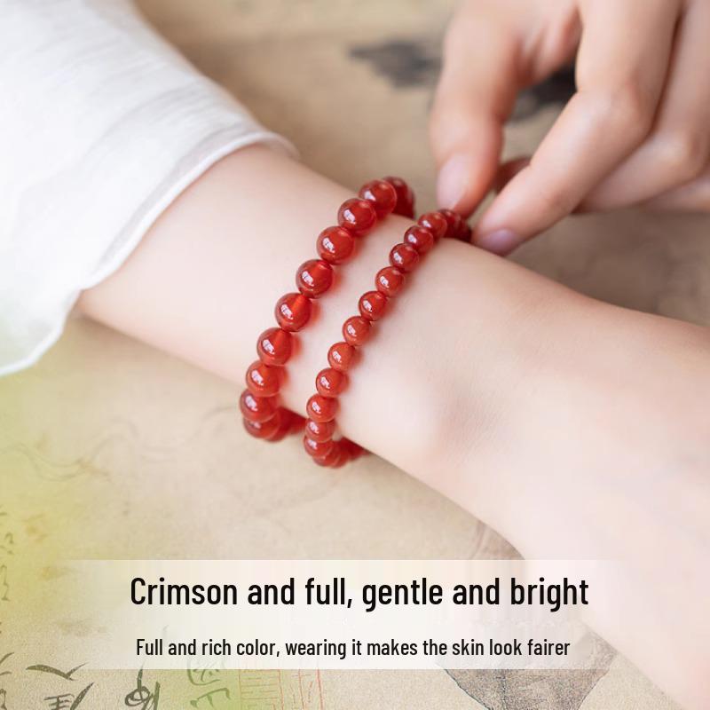 Exquisite Natural Red & Green Agate Bracelet for Women - Versatile and High-End Design