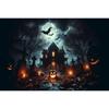 Fundos de Decoração de Halloween para Fotografias Noite de Terror Lua Tábua de Madeira Abóboras Luzes Retrato de Adultos Crianças Foto de Fundo