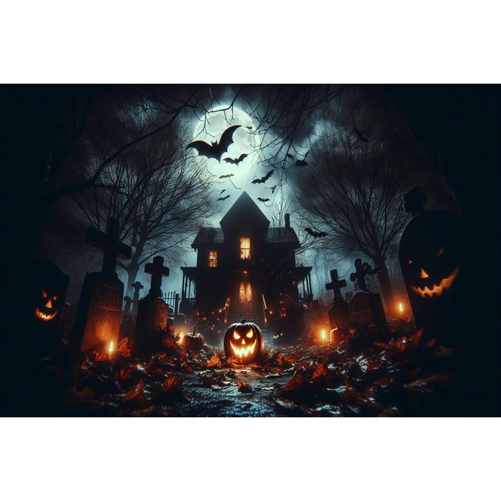 Fundos de Decoração de Halloween para Fotografias Noite de Terror Lua Tábua de Madeira Abóboras Luzes Retrato de Adultos Crianças Foto de Fundo