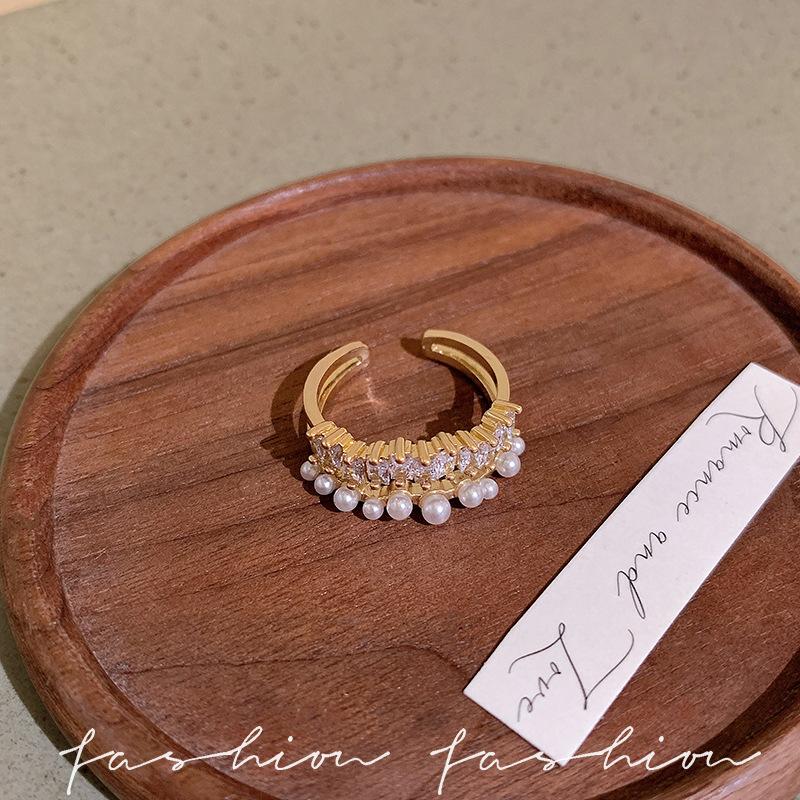 Zirkon Offener Ring für Damen, Leichter Luxus, Nische, High-End, Geometrisch geformter Ring für den Zeigefinger