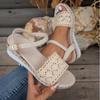 Fashion Sandals Women Braided Knot Button Ankle Strap Wedge Sandals Linen Wedge Summer Elegant Heel Platform Women's Shoes