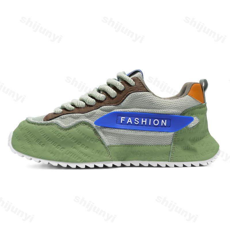 Fashion Men's Shoes 2025 Spring Fashion Trend Mesh Breathable Color Blocked Thick Sole Height Increasing Casual Versatile Sport Sneakers