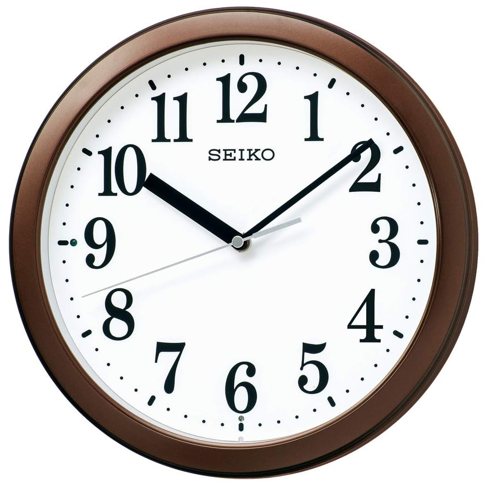 Seiko Clock (BC416B) - Seiko Clock Wall Clock, Radio Controlled, Analog, Compact Size, Brown Metallic, Diameter 28.0 x 4.6 cm