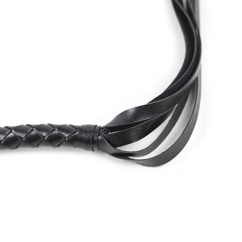 Black Hand-woven Leather Whip - 120cm Erotic Snake Horsewhip for Teaching and BDSM