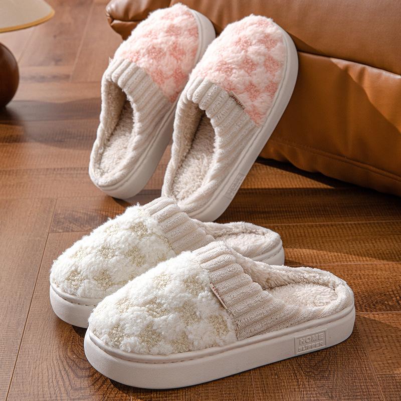 

Cotton slippers women s winter home use spring and autumn indoor non-slip home warmth couple winter plush men 44-45 [suitable for usual 43-44]